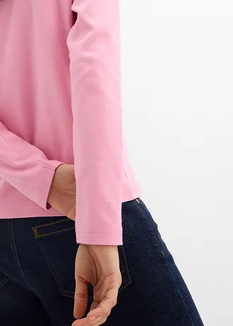 Bluză cu mâneci lungi din bumbac organic pur, gros • violet-orhidee fumuriu • magazin bonprix