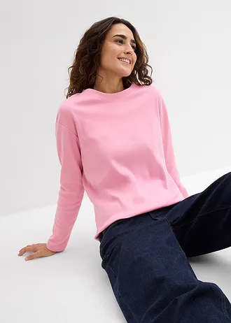 Bluză cu mâneci lungi din bumbac organic pur, gros • violet-orhidee fumuriu • magazin bonprix