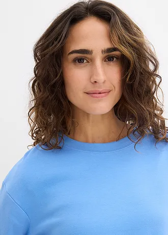 Tričko s dlhým rukávom z čistej ťažkej bio bavlny • stredne modrá • obchod bonprix