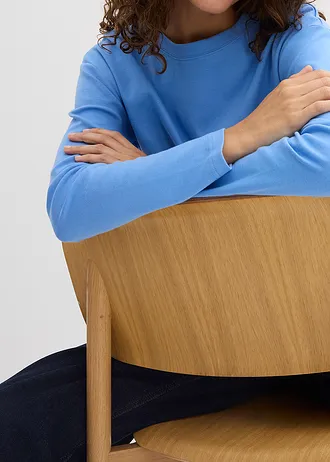 Bluzka z długim rękawem z grubej bawełny organicznej • niebieski • sklep bonprix