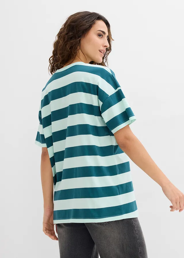 T-shirt oversize 100% coton • menthe clair-vert poivre rayé • product-page.page-title-suffix