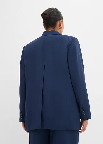 Blazer met verlengde split aan de achterkant, Kleur: donkerblauw