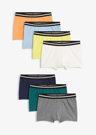 Lot de 7 boxers coton • nectarine+pétrole+gris chiné • Boutique bonprix