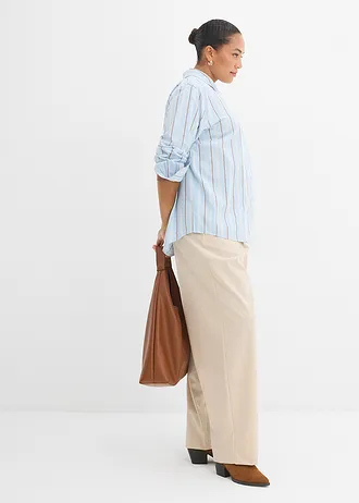 Overhemdblouse van katoen, Kleur: poederblauw verticaal gestreept