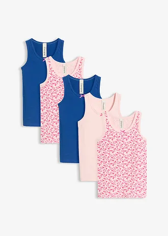 Hemd met zacht katoen en satijnen strik (set van 5), Kleur: zacht roze gedessineerd+zacht roze+blauw