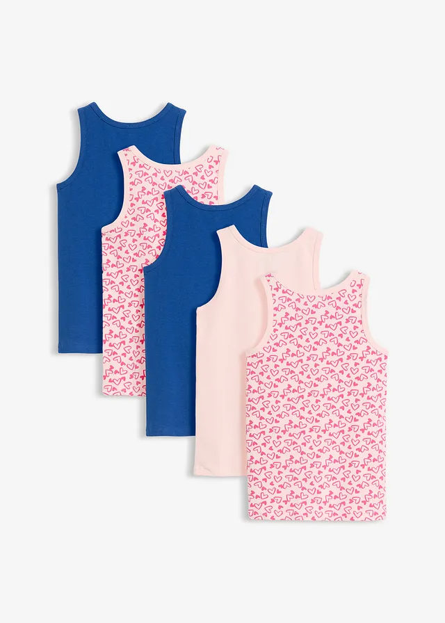 Hemd met zacht katoen en satijnen strik (set van 5), Kleur: zacht roze gedessineerd+zacht roze+blauw