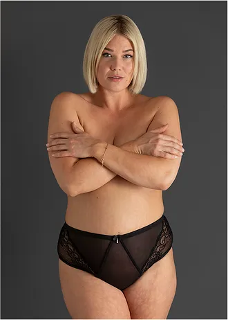 High waist slip ouvert, Kleur: zwart