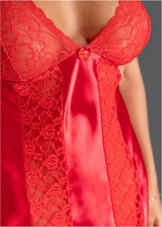 Satijnen slipdress, Kleur: rood