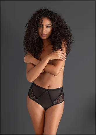 Slip taille haute ouvert, Couleur: noir