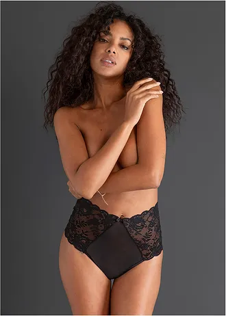 String taille haute et ouvert avec chaîne amovible • noir • Boutique bonprix