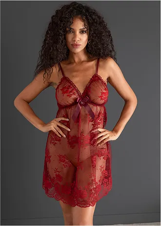 Slipdress, Kleur: kastanjerood