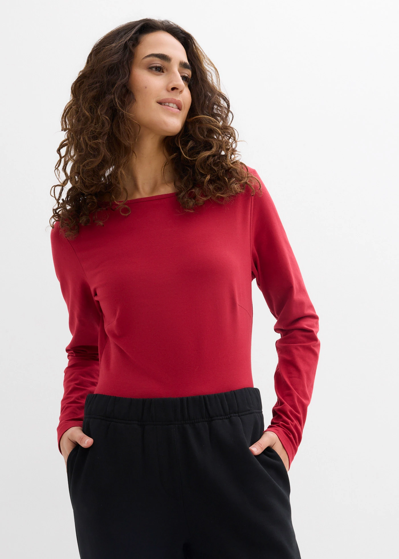 Body cu mâneci lungi (set/2 buc.) • albastru-petrol-roșu-cireașă • magazin bonprix