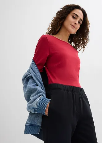 Body cu mâneci lungi (set/2 buc.) • albastru-petrol-roșu-cireașă • magazin bonprix