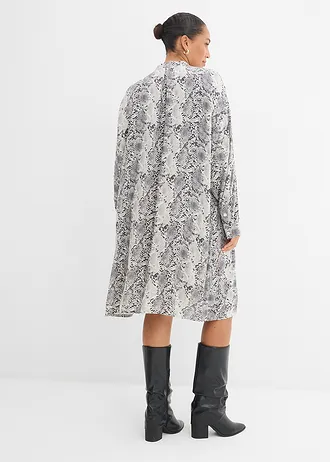 Jurk van soepele viscose, Kleur: zwart-wit slangenprint