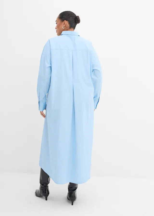 Robe-chemise 100% coton, Couleur: bleu clair