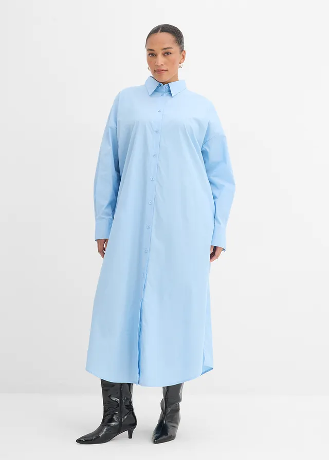 Robe-chemise 100% coton, Couleur: bleu clair