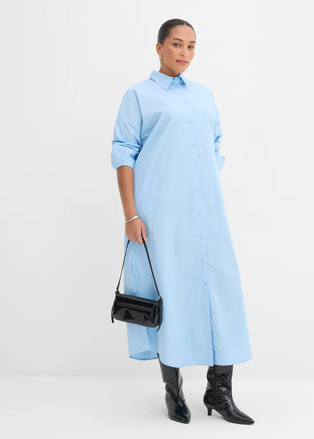 Robe-chemise 100% coton, Couleur: bleu clair