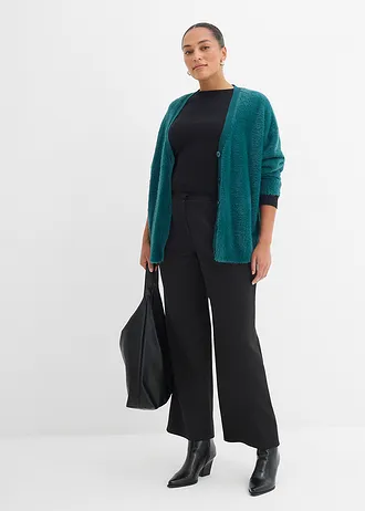 Wygodne spodnie z lejącej tkaniny dresowej, kolor: czarny