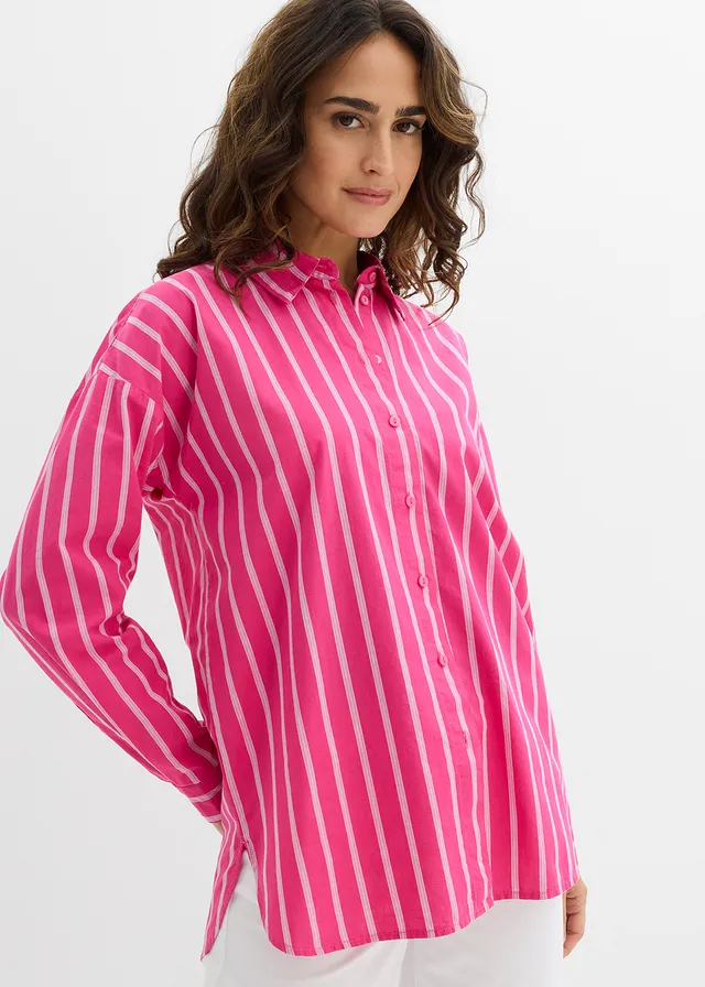 Overzised overhemdblouse van katoen • pinklady-wit verticaal gestreept • product-page.page-title-suffix