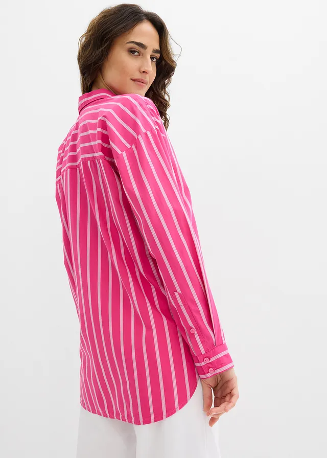 Overzised overhemdblouse van katoen • pinklady-wit verticaal gestreept • product-page.page-title-suffix