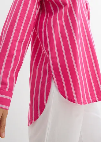Oversize košilová halenka z čisté bavlny • pinklady/bílá podélně pruhované • bonprix obchod
