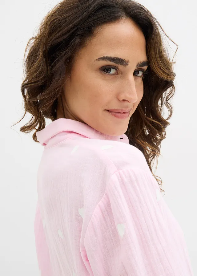 Mousselline blouse met hartjes • kristalroze/wit • product-page.page-title-suffix