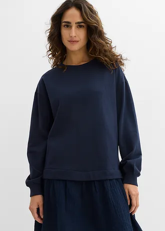 Sweatjurk met geweven rok, Kleur: donkerblauw