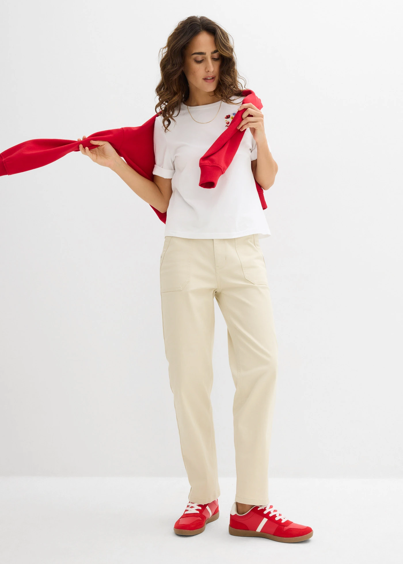 Cropped twill broek • lichtsand • bonprix online shop