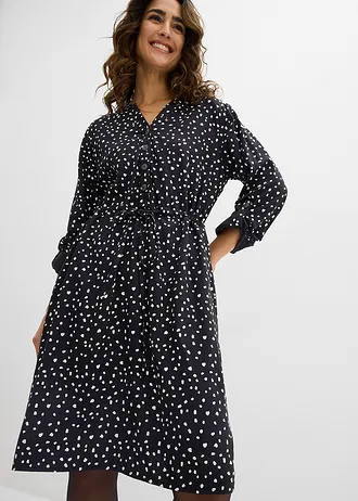 Rochie-bluză din viscoză fluidă • negru/alb cu puncte • magazin bonprix