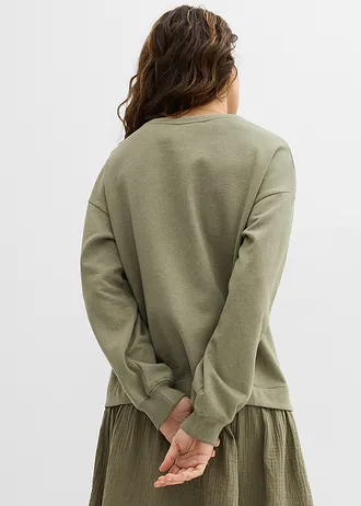 Sweatjurk met geweven rok • olijfgroen • bonprix online shop