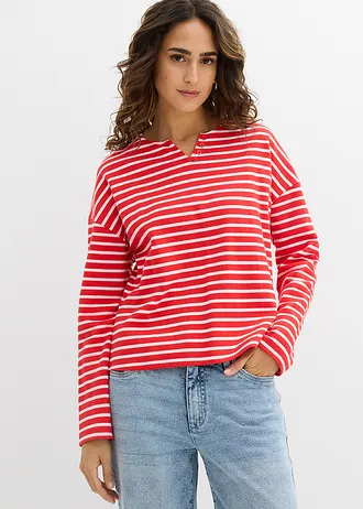 Bluză casual • roșu-căpșună-alb dungat • magazin bonprix