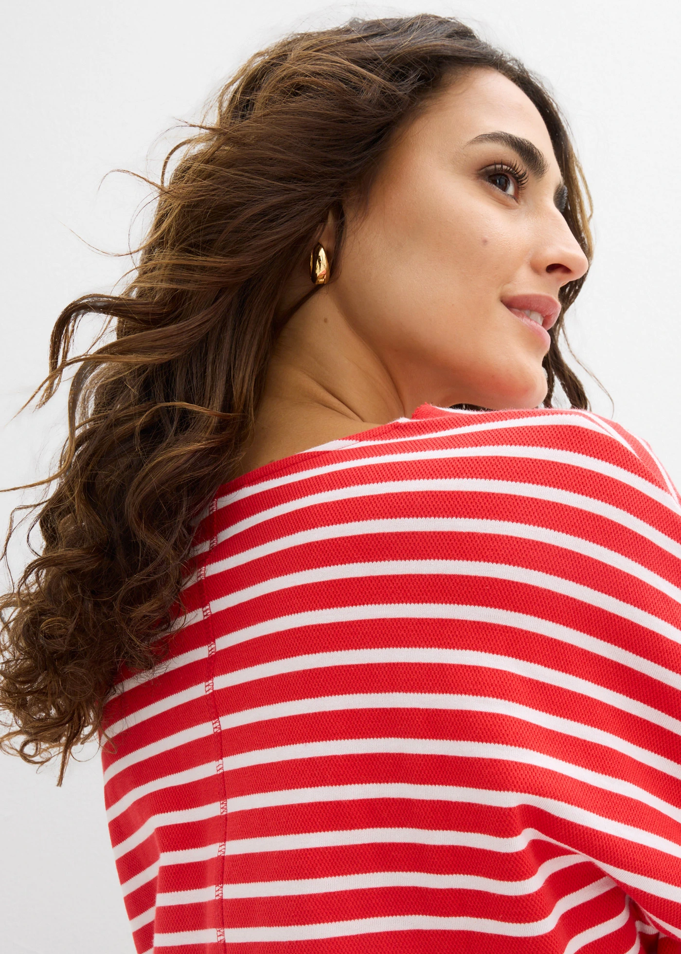 Bluză casual • roșu-căpșună-alb dungat • magazin bonprix