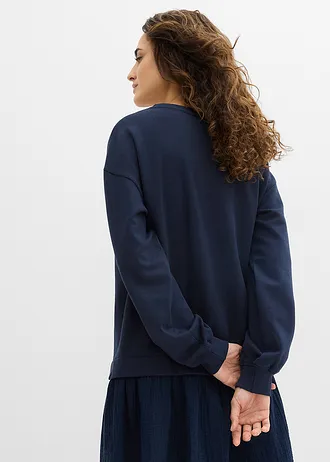 Sweatjurk met geweven rok • donkerblauw • bonprix online shop