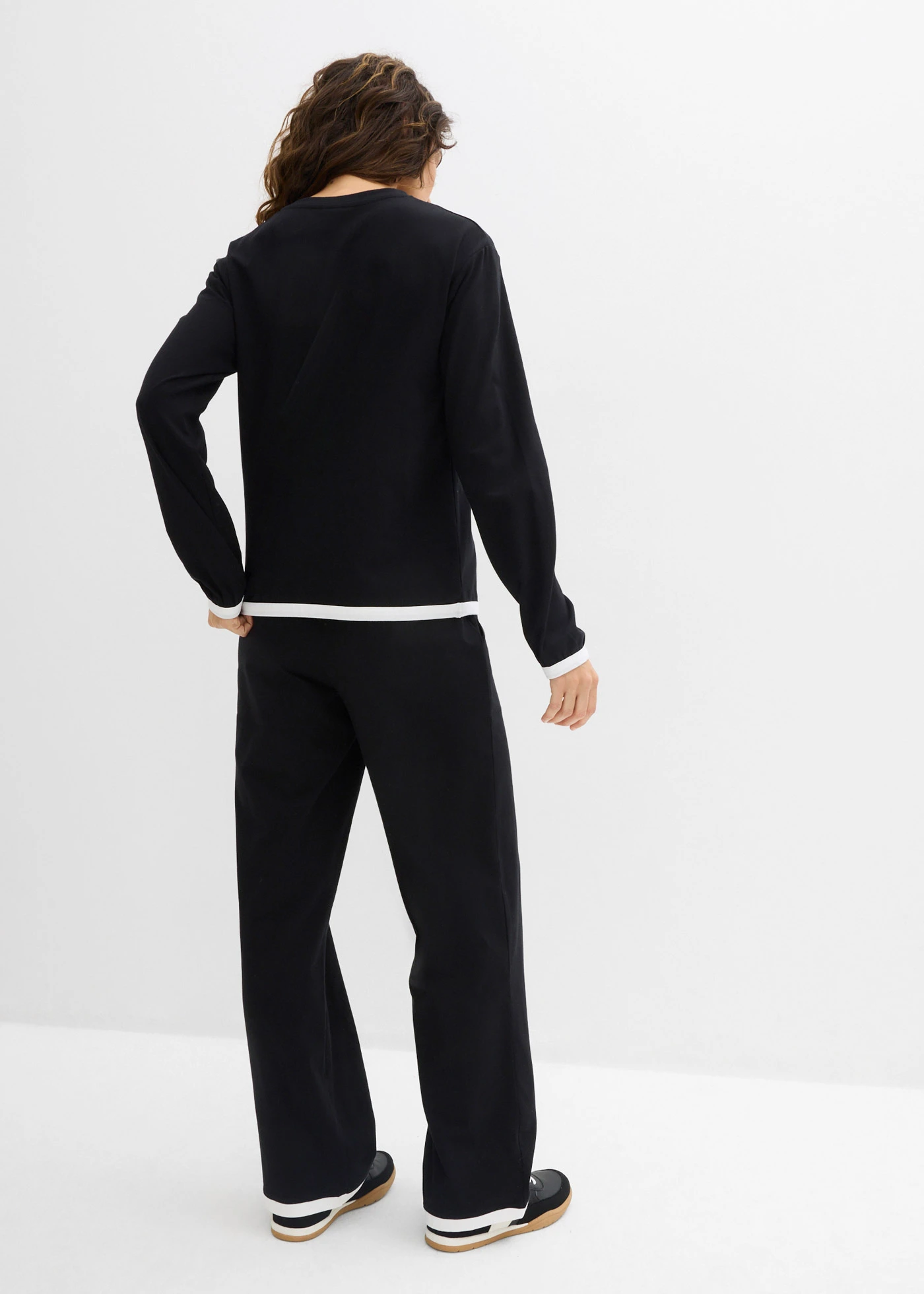 Trening din bumbac (set dublu) • negru/alb • magazin bonprix