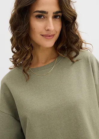 Sweatjurk met geweven rok • olijfgroen • bonprix online shop