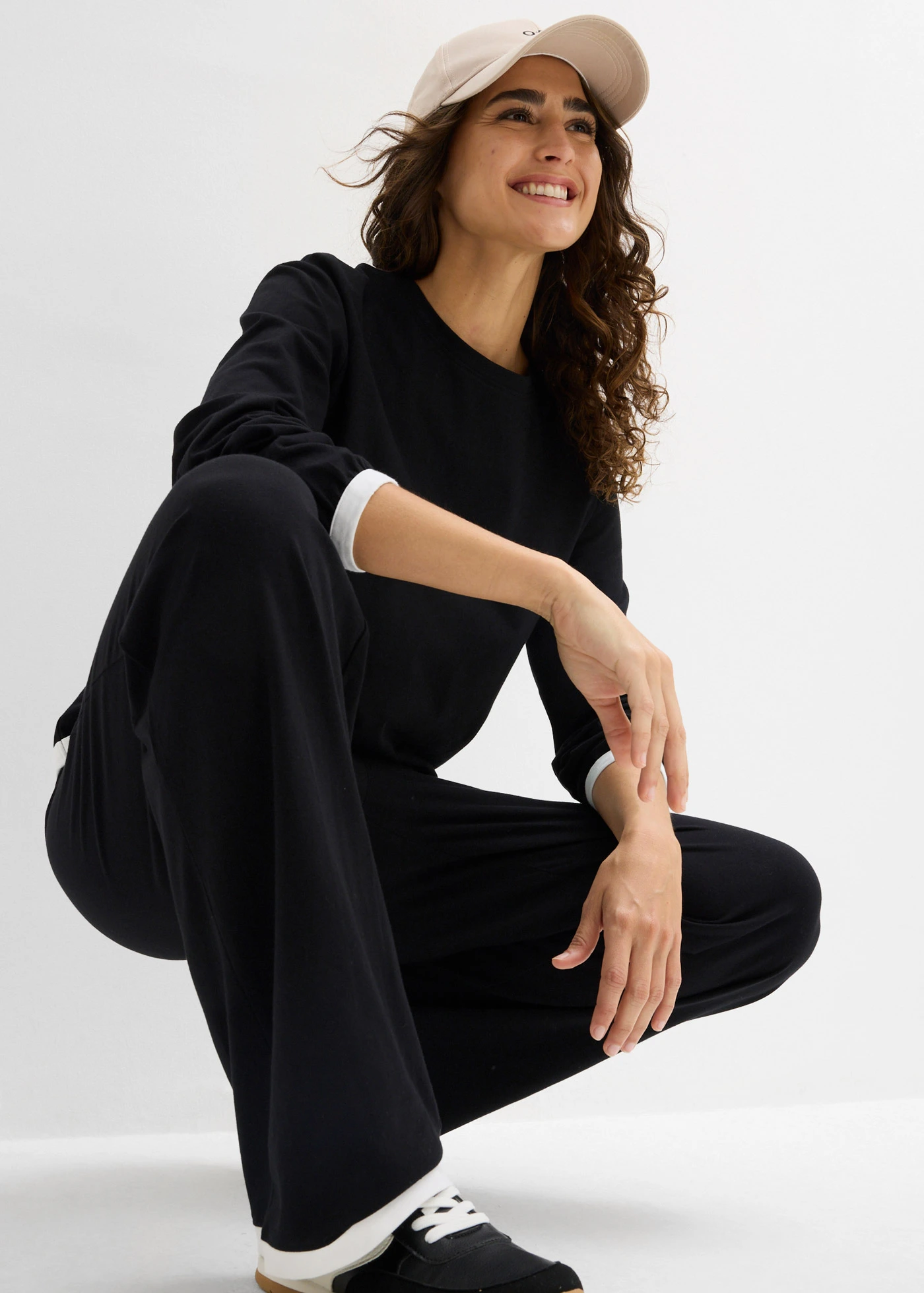 Trening din bumbac (set dublu) • negru/alb • magazin bonprix