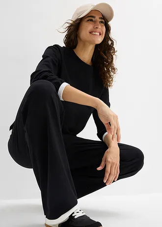 Katoenen joggingpak (dubbele set van 2 stuks) • zwart/wit • bonprix online shop