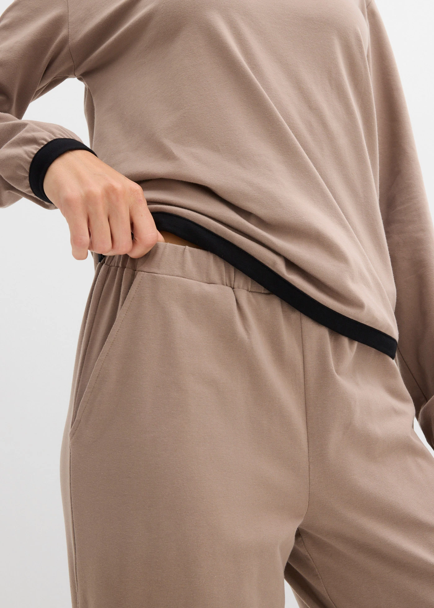 Survêtement coton (ens. 2 pces) • taupe/noir • Boutique bonprix