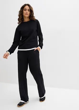 Katoenen joggingpak (2 delig set), Kleur: zwart/wit