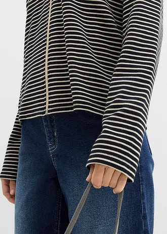 Gestreept sweatvest in een katoenmix • zwart-lichtsand gestreept • bonprix online shop