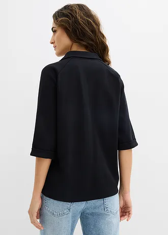 T-shirt à col zippé • noir • Boutique bonprix