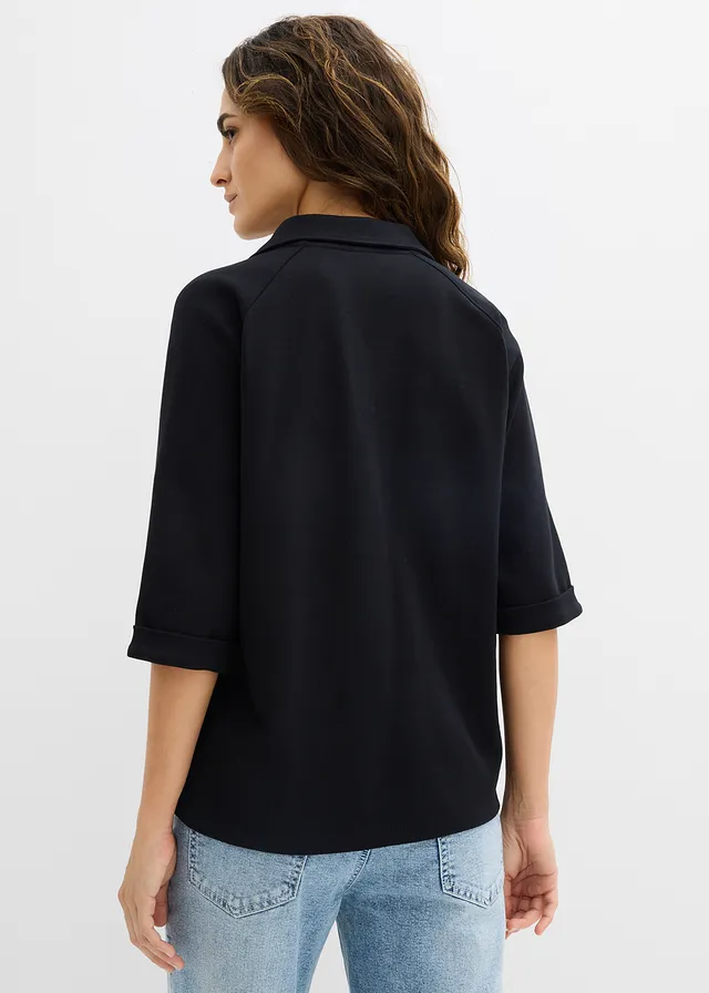 T-shirt à col zippé • noir • Boutique bonprix