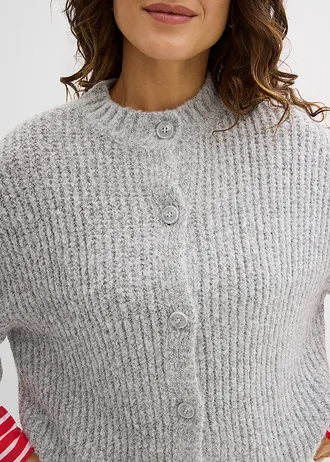 Sweter rozpinany • szary melanż • sklep bonprix