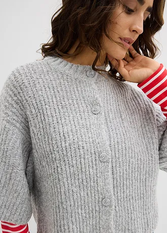 Sweter rozpinany • szary melanż • sklep bonprix