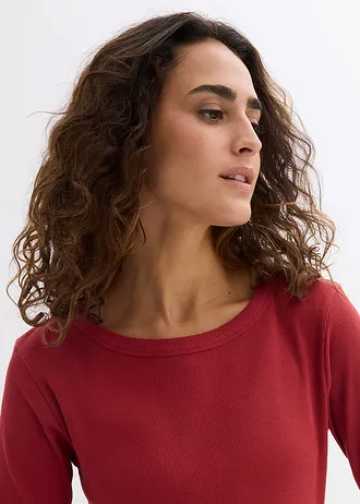 Vrúbkované tričko s bio bavlnou (2 ks v balení) • čerešňovo červená/tmavomodrá • obchod bonprix