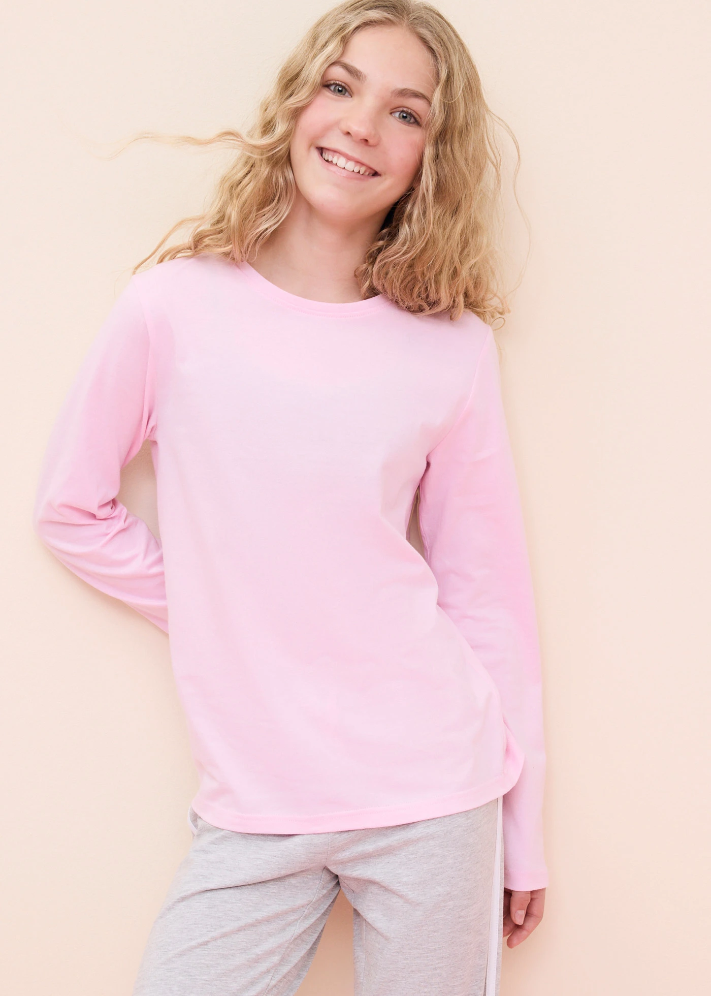 Bluză tricot cu mâneci lungi din bumbac organic 100% (set/5 buc.) • vernil+albastru pudrat+roz-cristal+albastru mat+gri deschis melanj • magazin bonprix