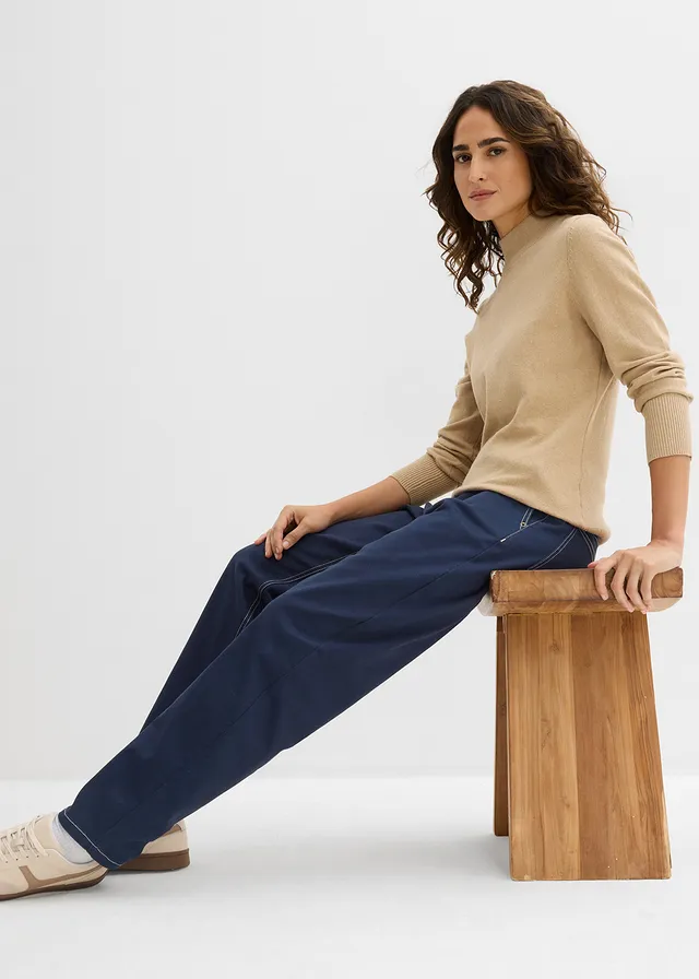 Pantalon en twill barrel • bleu foncé • product-page.page-title-suffix