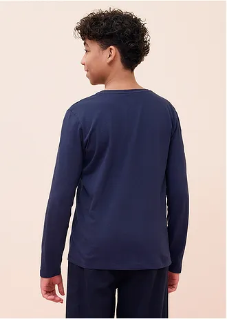 Longsleeve van biologisch katoen (set van 5), Kleur: zwart+mosgroen+antraciet gemêleerd+wit+donkerblauw