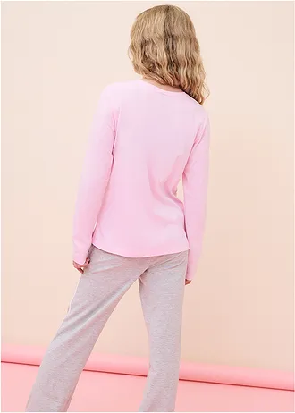 Bluză tricot cu mâneci lungi din bumbac organic 100% (set/5 buc.) • vernil+albastru pudrat+roz-cristal+albastru mat+gri deschis melanj • magazin bonprix