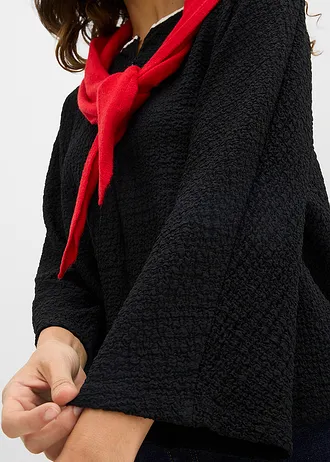 Oversized shirt met biezen in contrastkleur • zwart/wolwit • bonprix online shop